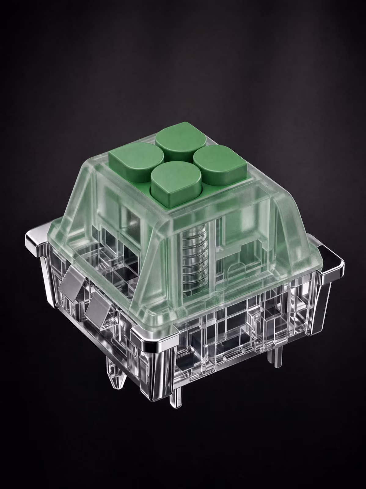 A studio still of a mechanical keyboard switch, the example input