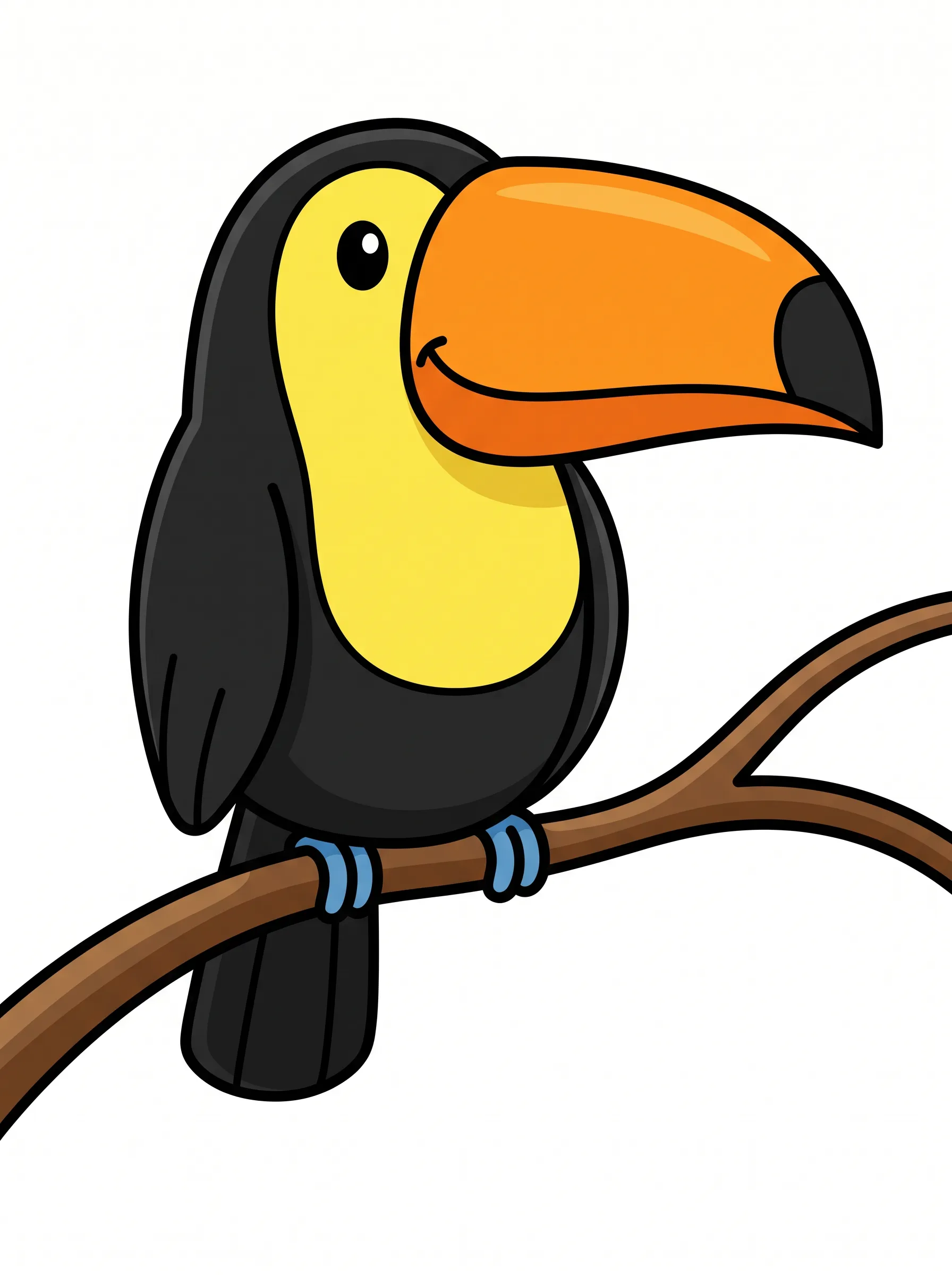Outlined vector cartoon of a toucan with bright flat fills, vector art style